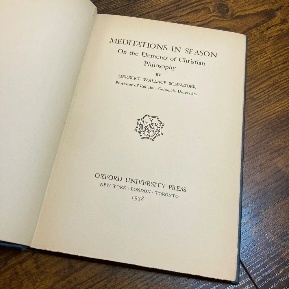 Meditations In Season Schneider Christian Philosophy Theology Protestant 1938
